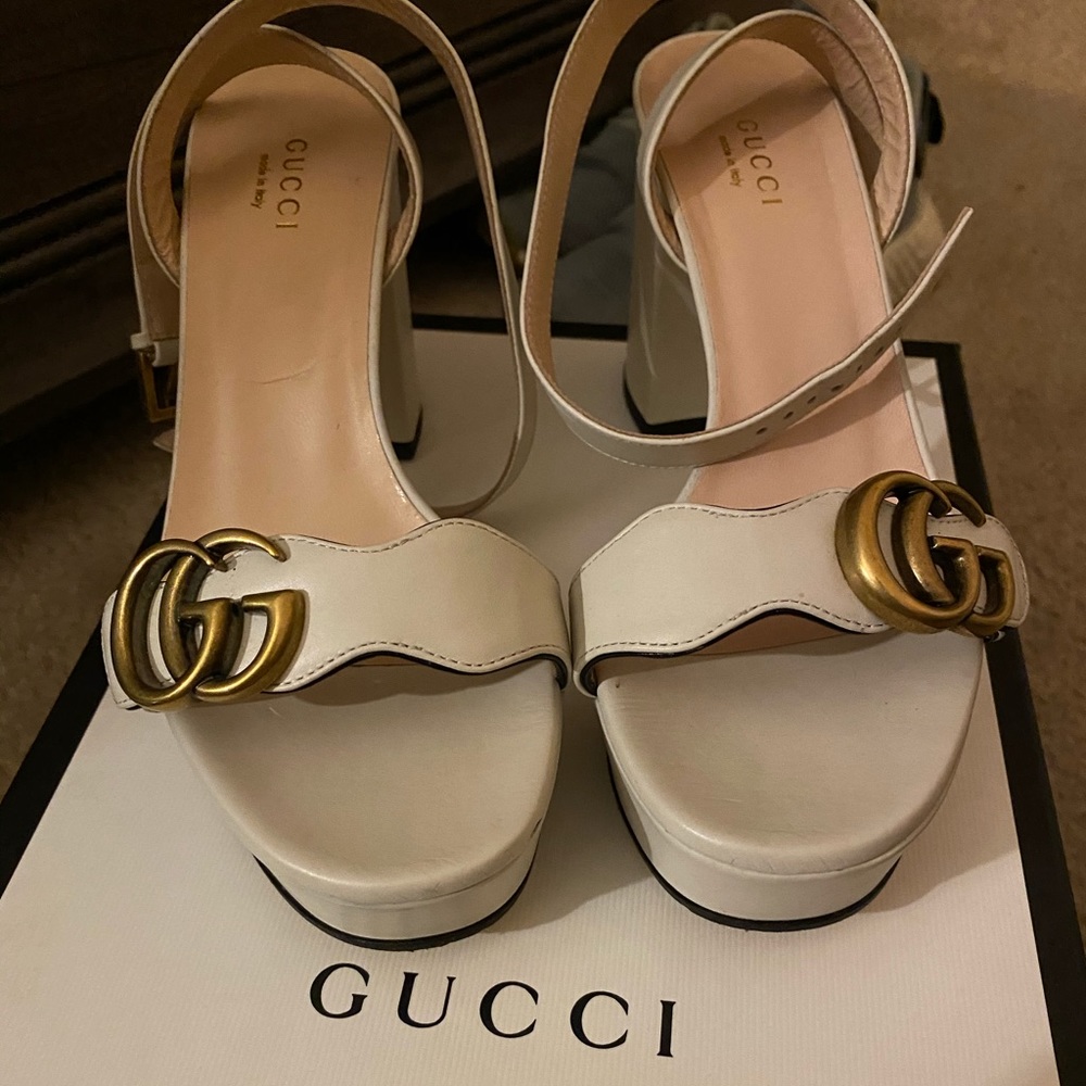 Gucci White and Gold Heels